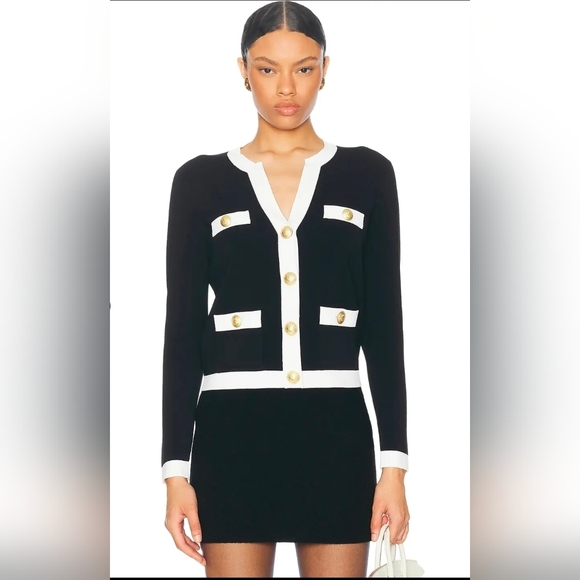 NWT L'AGENCE Estefania Contrast Trim Cardigan Size S